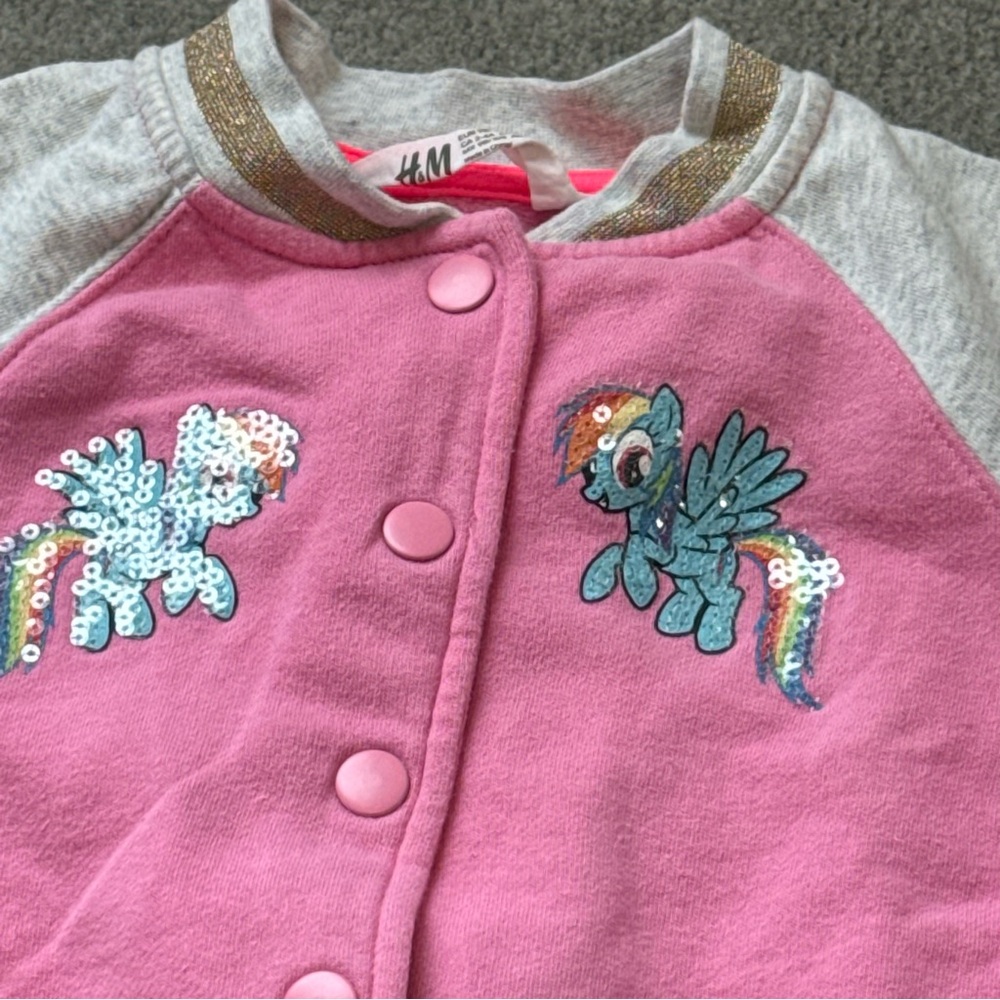 H&M Toddler Girl Unicorn Sweatshirt & Varsity Jacket Set | Size 3Tβ4T - Picture 6 of 10